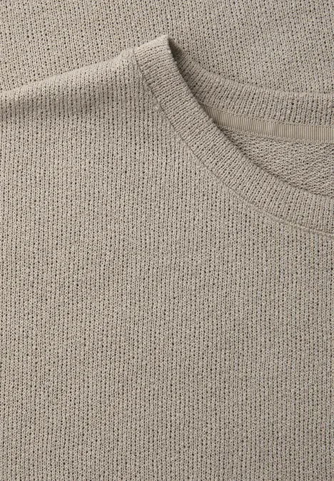 T-shirt à col rond en tricot timeless beige