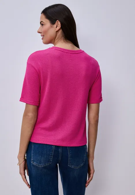 T-shirt à col rond en tricot magenta dream
