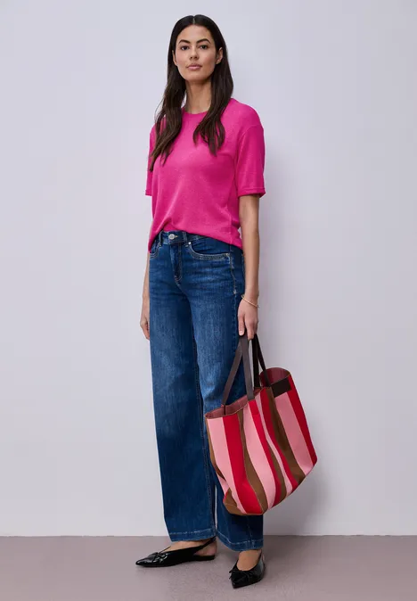 T-shirt à col rond en tricot magenta dream