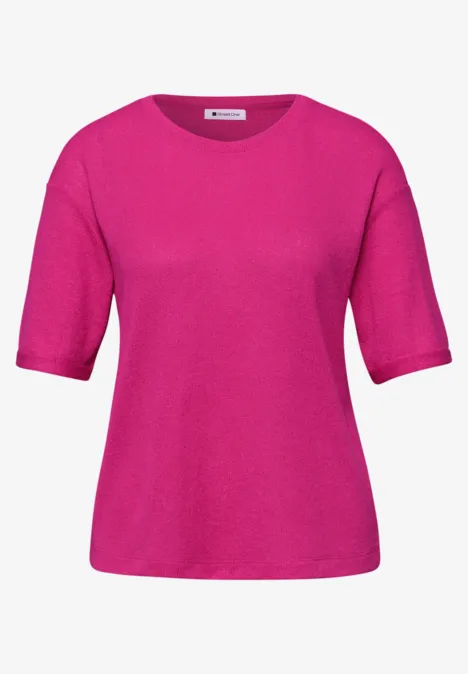 T-shirt à col rond en tricot magenta dream