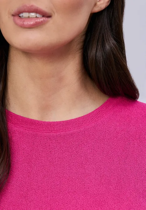 T-shirt à col rond en tricot magenta dream