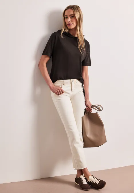 T-shirt à manches courtes avec capuche et cordon de serrage espresso brown