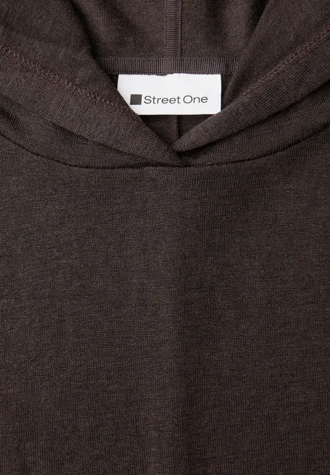 T-shirt à manches courtes avec capuche et cordon de serrage espresso brown