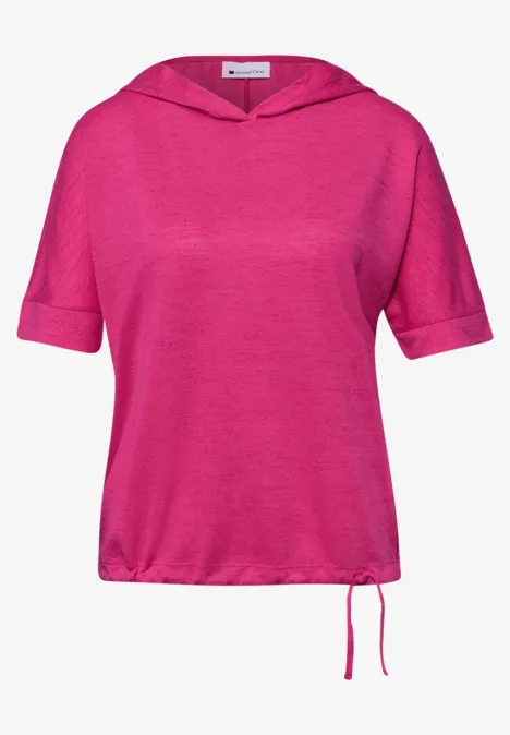 T-shirt à manches courtes avec capuche et cordon de serrage magenta dream
