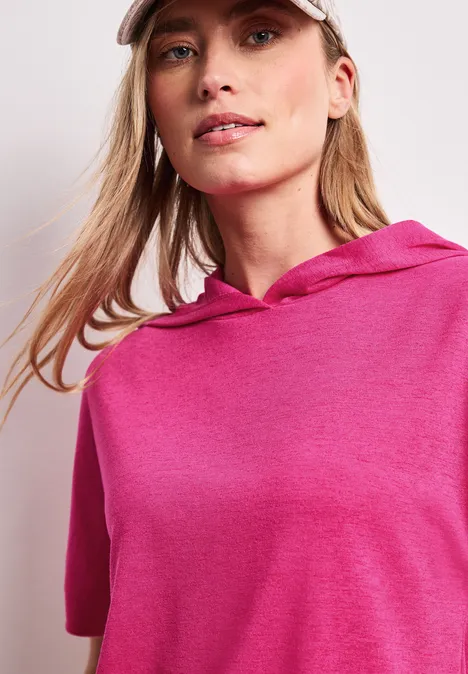 T-shirt à manches courtes avec capuche et cordon de serrage magenta dream