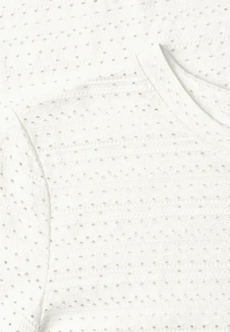 Kurzarm Shirt mit Rundhals aus Spitze off white