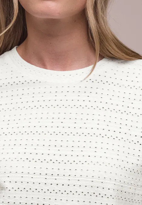 Kurzarm Shirt mit Rundhals aus Spitze off white