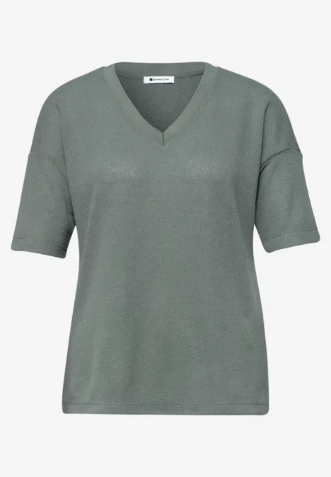 Grijs V-hals shirt met korte mouwen