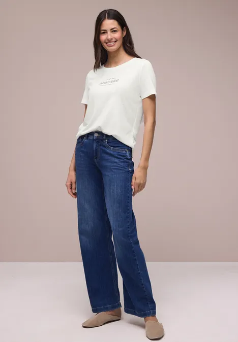 T-Shirt mit Rundhals und Wording off white