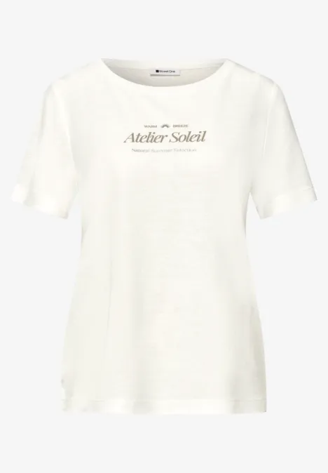 T-Shirt mit Rundhals und Wording off white