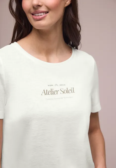 T-Shirt mit Rundhals und Wording off white