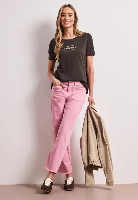 T-shirt à col rond avec wording espresso brown