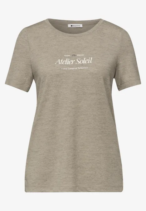 T-Shirt mit Rundhals und Wording timeless beige