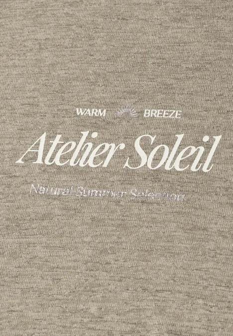 T-Shirt mit Rundhals und Wording timeless beige