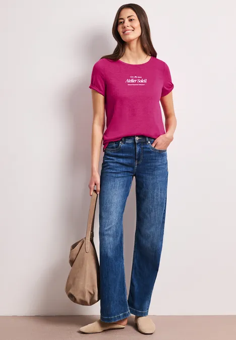 T-shirt à col rond avec wording magenta dream