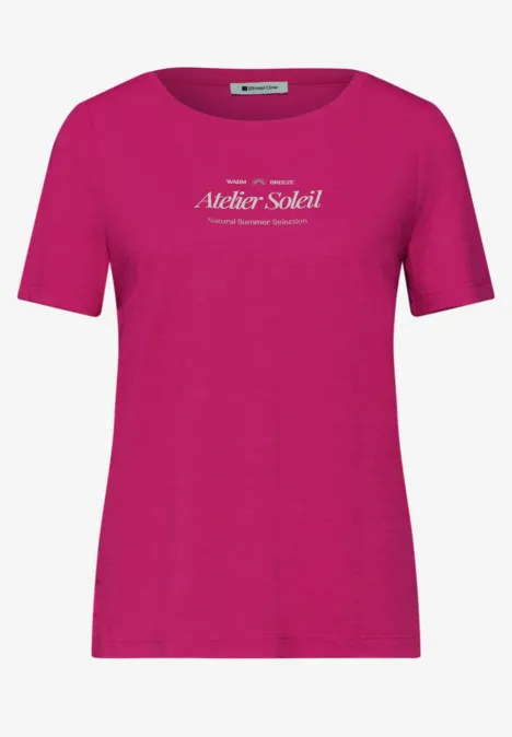 T-shirt à col rond avec wording magenta dream