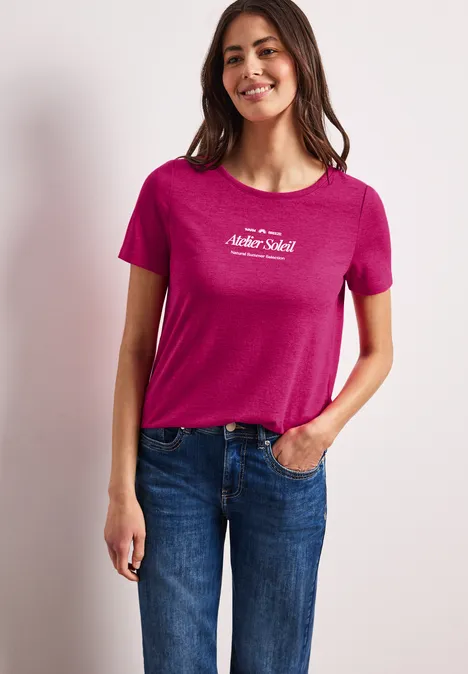 T-shirt à col rond avec wording magenta dream