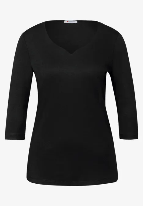 Koszulka z dekoltem w kształcie serca Black