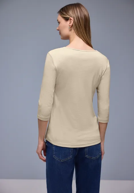 Koszulka z dekoltem w kształcie serca cotton beige