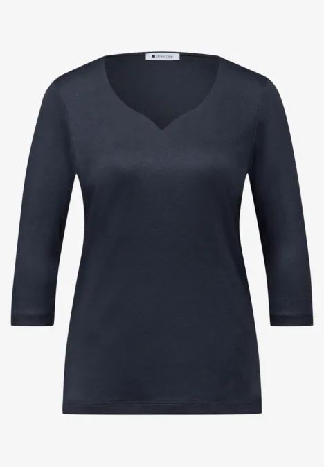 Shirt mit Herzausschnitt shadowed navy