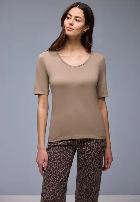 Shirt met omslag light terra mocha