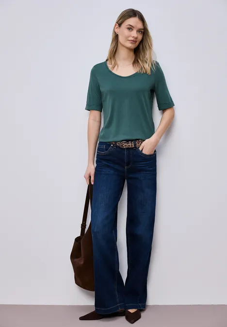 T-Shirt mit Turn-Up mediterra green