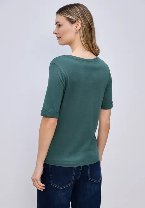 T-Shirt mit Turn-Up mediterra green