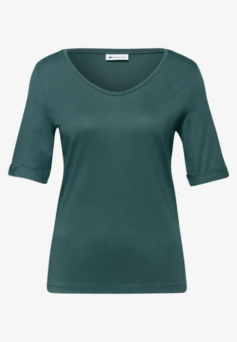 T-Shirt mit Turn-Up mediterra green