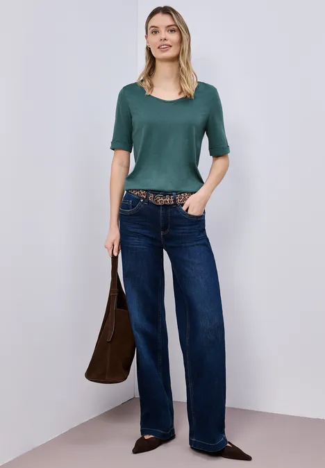 T-Shirt mit Turn-Up mediterra green