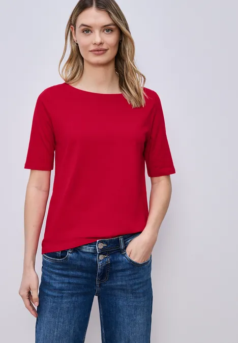 T-Shirt mit Turn-Up salsa red