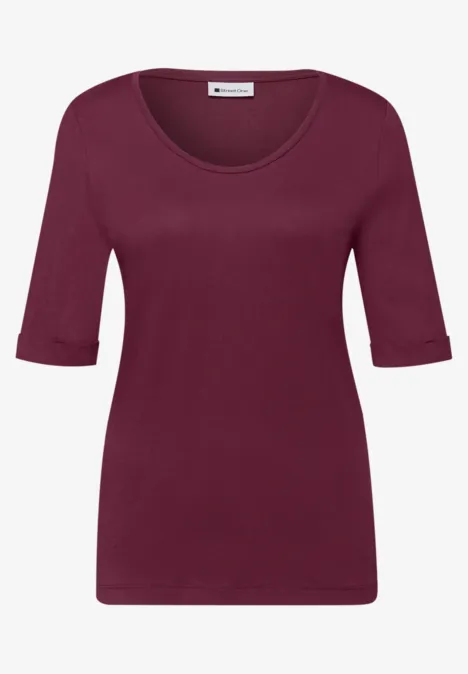 T-Shirt mit Turn-Up truffle red