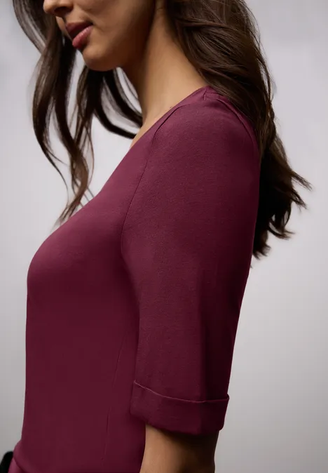 Koszulka Turn-Up truffle red