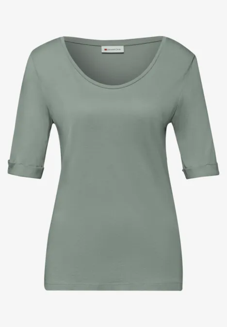 T-Shirt mit Turn-Up dark mint green