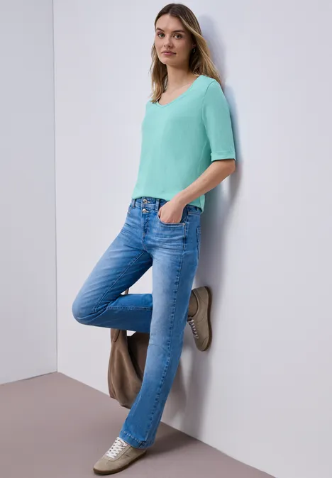 T-Shirt mit Turn-Up misty mint