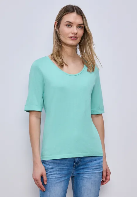 T-Shirt mit Turn-Up misty mint