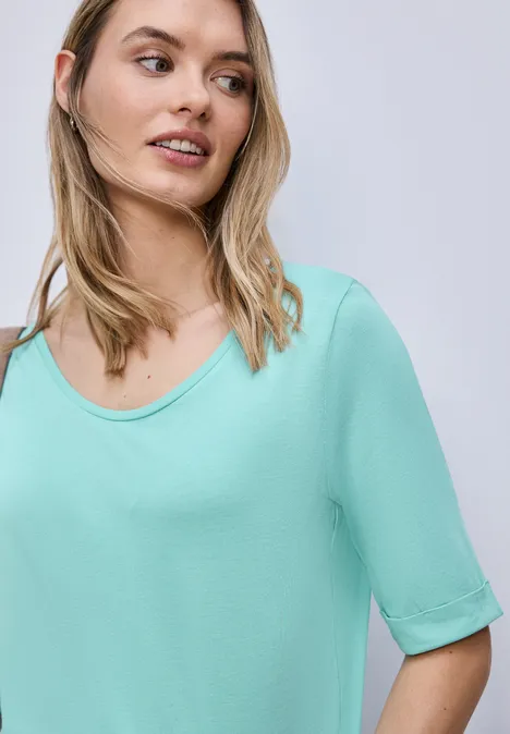 T-Shirt mit Turn-Up misty mint