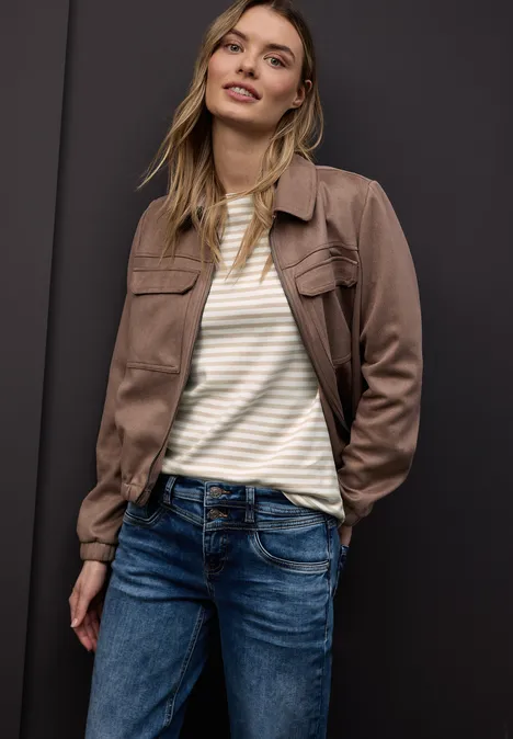 T-shirt à rayures cotton beige