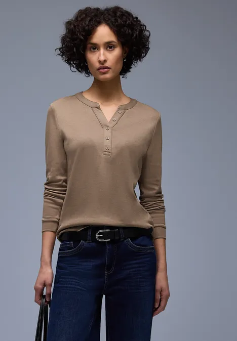 Shirt in Unifarbe light terra mocha