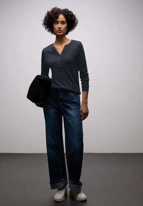 Shirt in Unifarbe shadowed navy