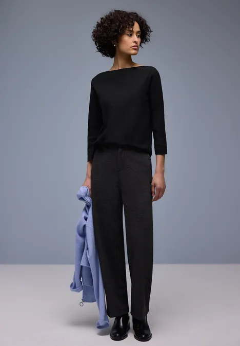 Shirt in Rippstruktur Black