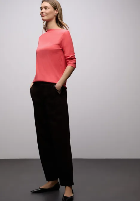 Bluzka ze strukturą w prążki striking coral