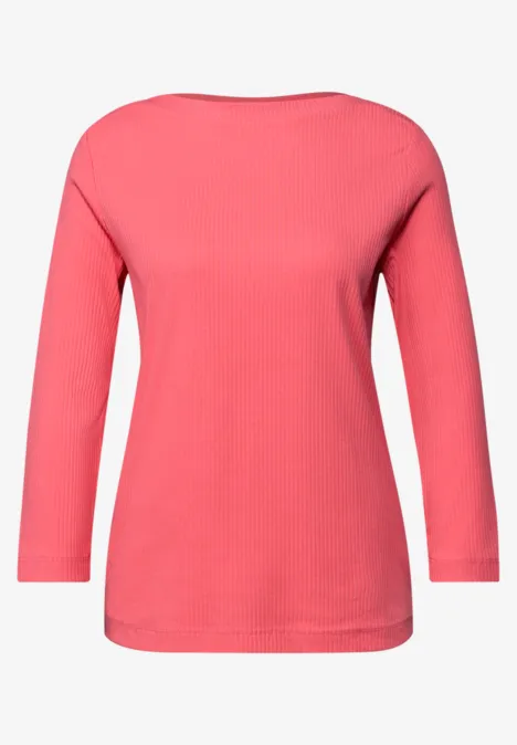 Bluzka ze strukturą w prążki striking coral