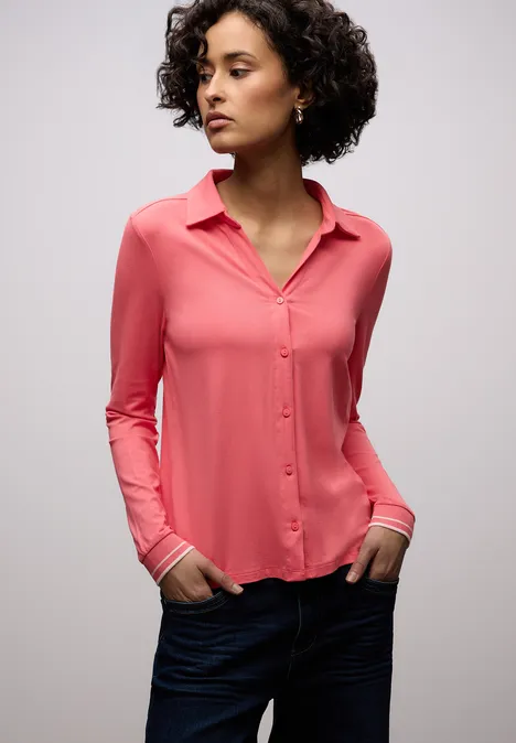 Shirt met een blouse-look striking coral