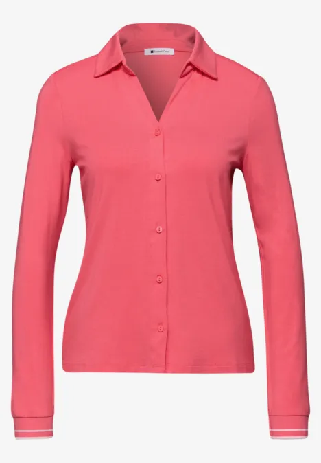 Shirt met een blouse-look striking coral