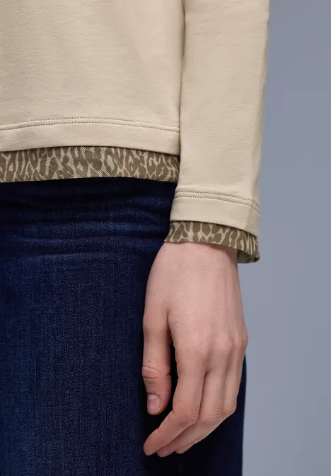 T-shirt avec détails léopard cotton beige