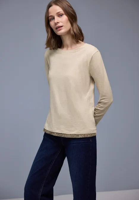 T-shirt avec détails léopard cotton beige