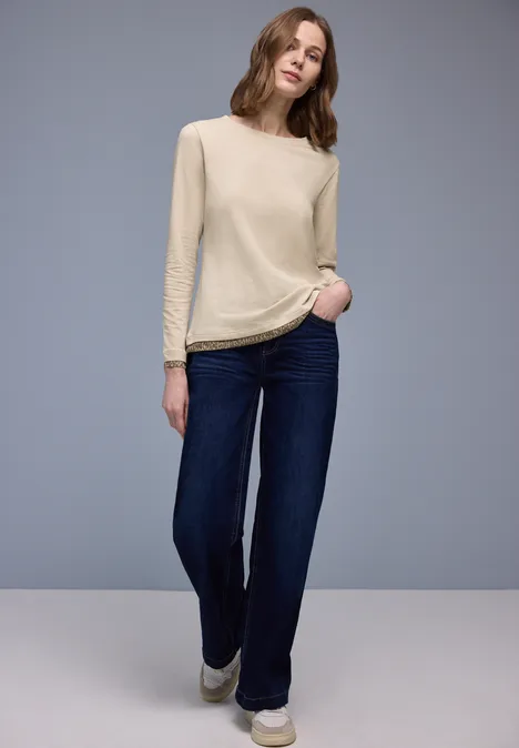 T-shirt avec détails léopard cotton beige