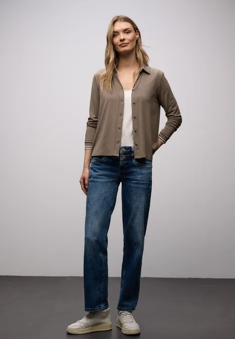 T-shirt au look chemisier silk brown