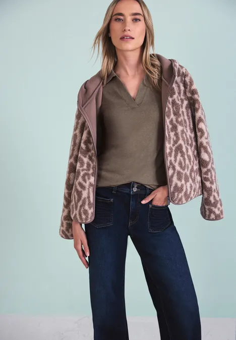 Bluzka z detalami w stylu college silk brown