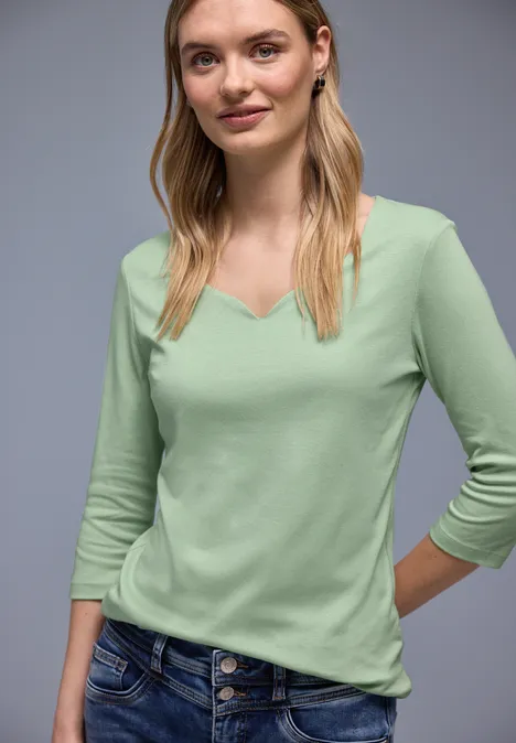 Shirt mit Herzausschnitt pale mint green